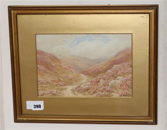 Bertrum Morrish, watercolour, moorland scene, signed, 7 x 10.5in.